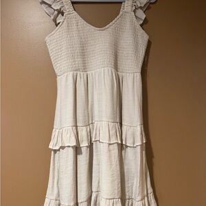 Ultra Flirt Cream Kids Dress with Ruffles